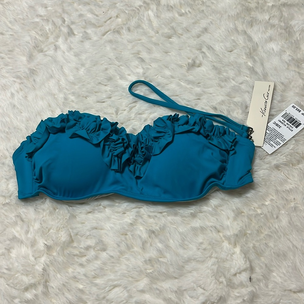 New! Kenneth Cole Strapless beautiful teal bathing suit top 32 B/C